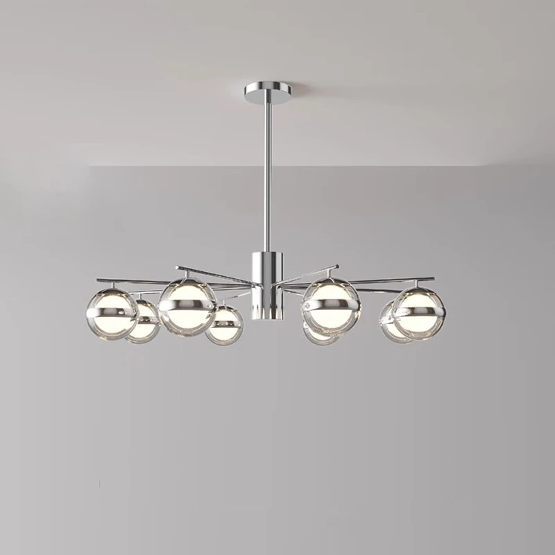 

Luxury LED Chandelier Chrome Metal Transparent Glass Ball Ceiling Lights Remote Dimmable Bedroom Dining Room Ceiling Chandeliers