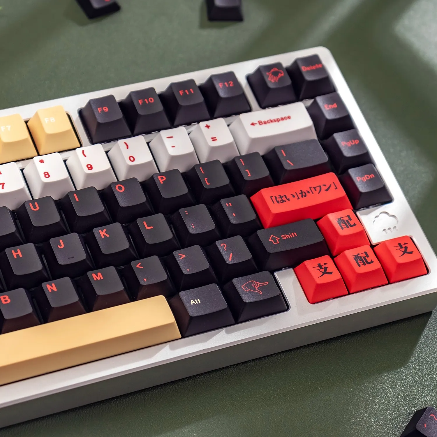 

Black Chainsaw Man Theme Keycaps Set PBT 129 Key Keyboard Keycaps Customised Cherry Profile Key Caps for Mechanical Keyboard