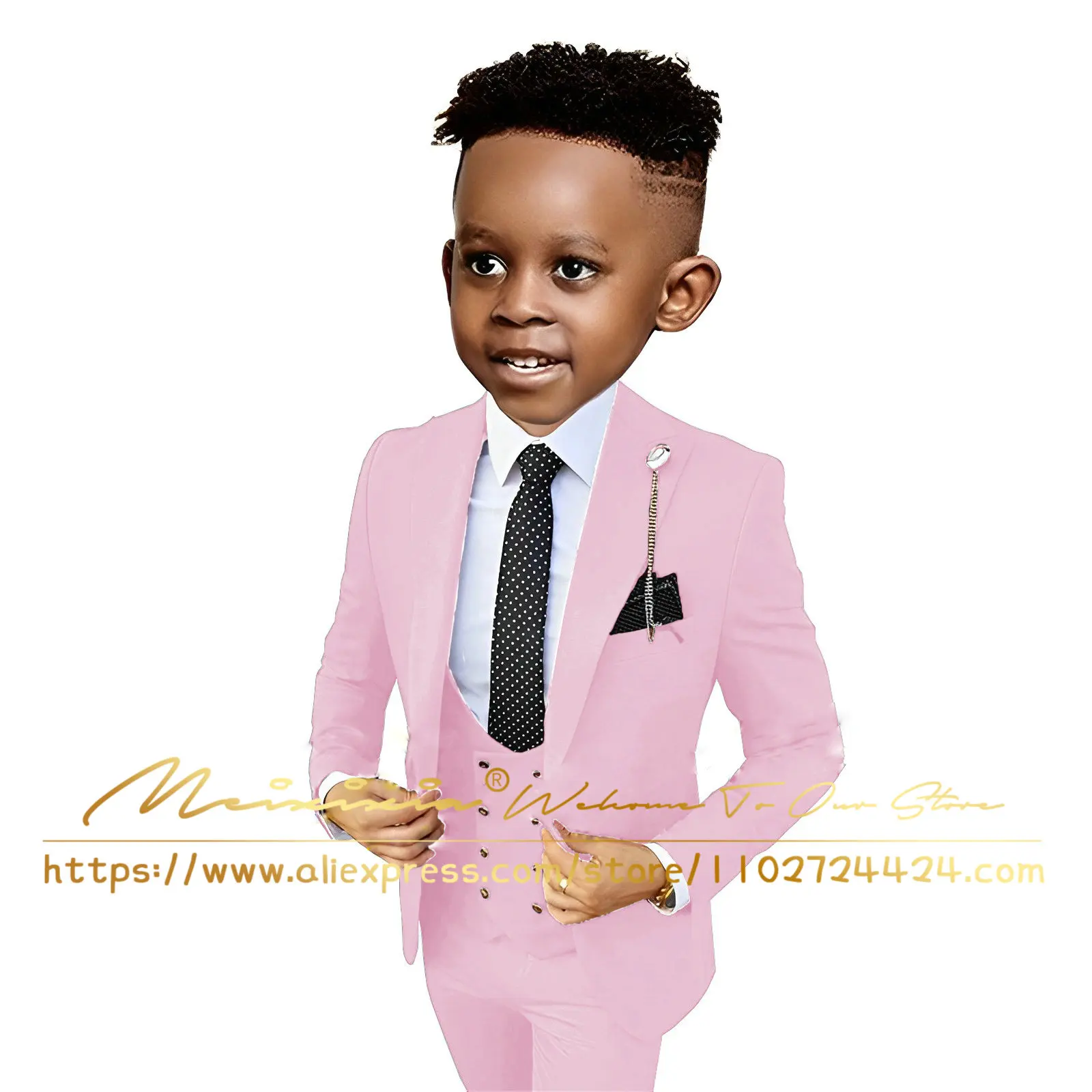 Formal Light Purple Boys Suit 3 Piece Party Wedding Tuxedo Child Jacket Pants Vest Custom Made Kids Costume 3-16 years old