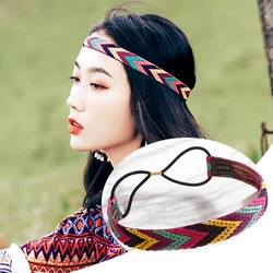 Boho Colorful Braided Headbands Vintage Non Slip Elastic Bandanas Hairband For Girls Summer Beach Party Hair Accessories