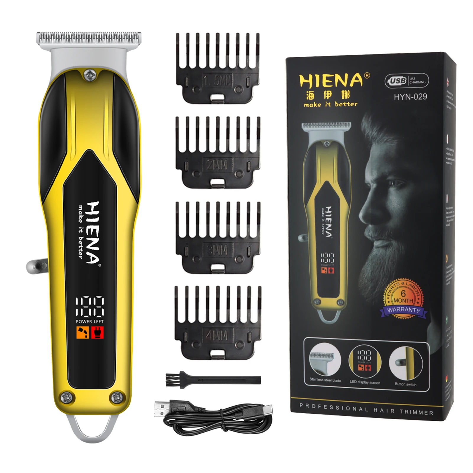 Zestaw do strzyżenia włosów HYN-246 Profesjonalny Bezprzewodowy Trymer do Włosów i Brody z Wyświetlaczem LED Salon Fryzjerski Strzyżenie Włosów