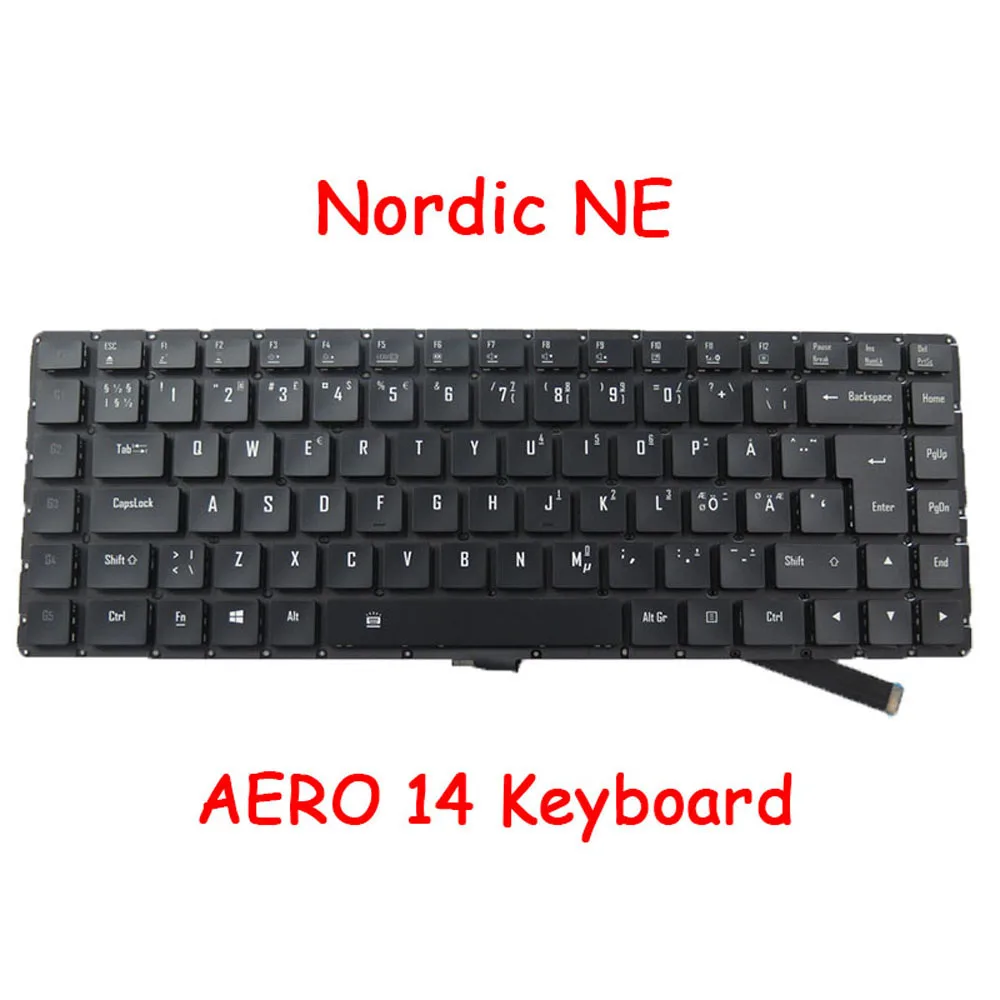2-zone RGB Backlight UK GR TW SP KR NE IT Keyboard For Gigabyte For AERO 14 RP64 27703-UK641-G30S SKB1507-UK 2Z703-UK641-G30S