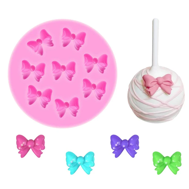 Mini kokardki silikonowe formy do kremówki Bowknot cukierki czekoladowe ciasto Pop akcesoria Cakepop Cupcake Topper narzędzia do dekoracji kuchnia