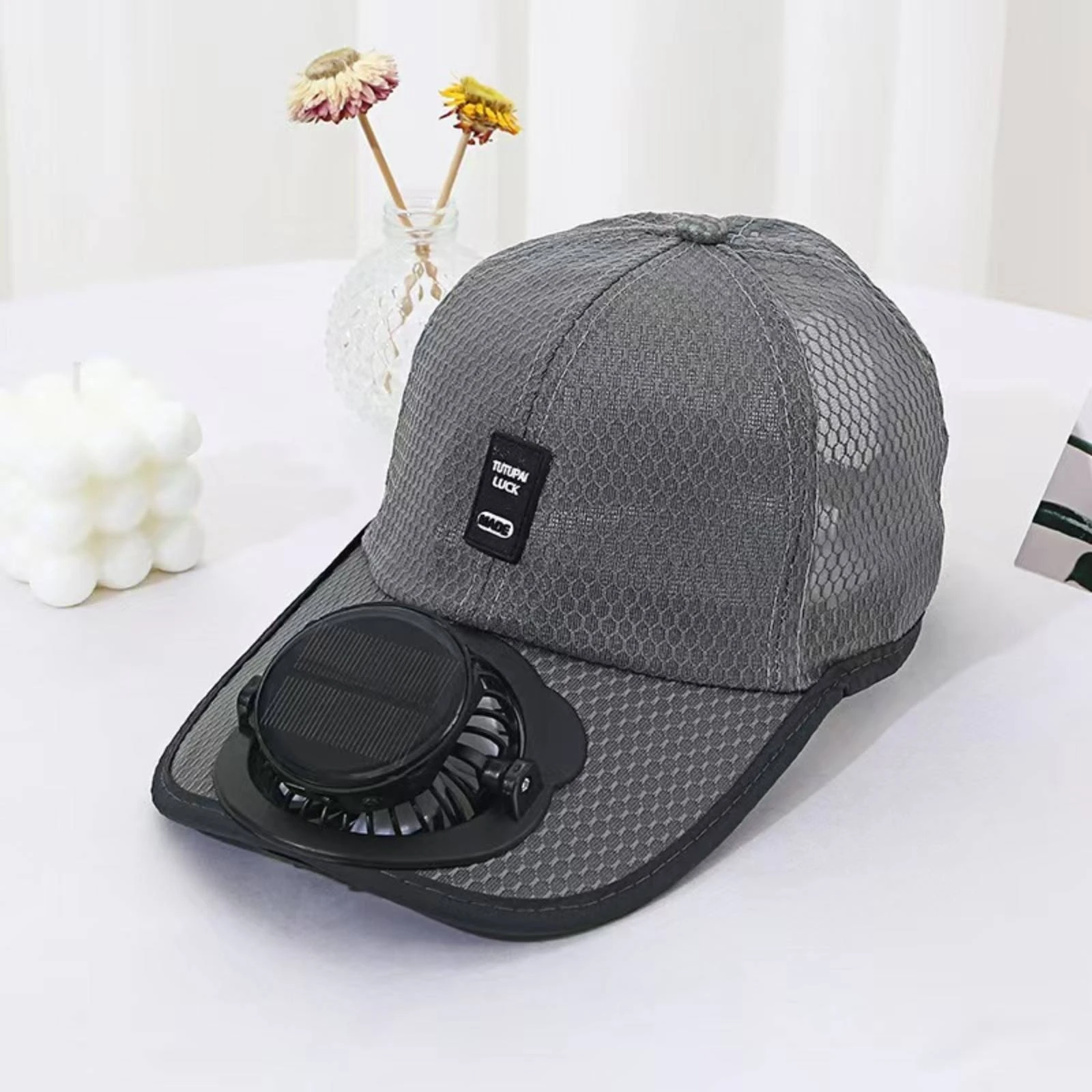 Solar-Powered Cooling Baseball Cap Breathable Solar Powered Cap with Fan Cooling Fan Hat Mesh for Fishing, Camping