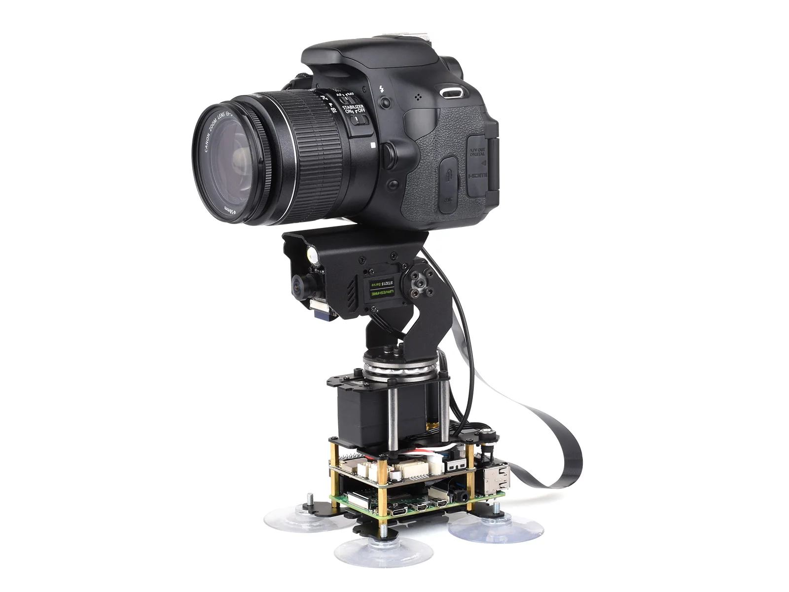 Waveshare 360° Omnidirectional High-Torque 2-Axis Expandable Pan-Tilt Camera Module, Driven By Serial Bus Servos