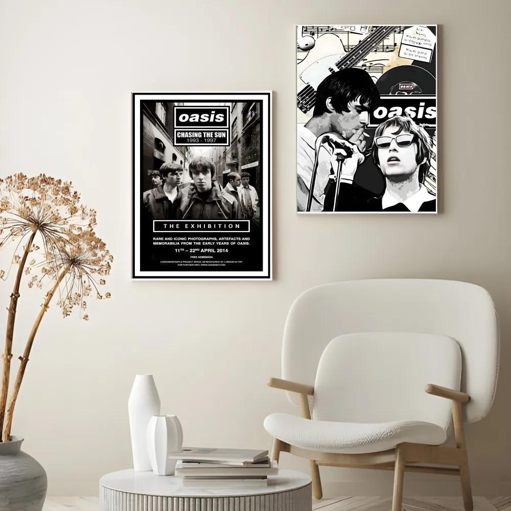 O-OASIS-S Retro Rock Roll Album Page Poster Sticky Wall Art Printing Waterproof Home Living Bed Room Bar Aesthetic Decor