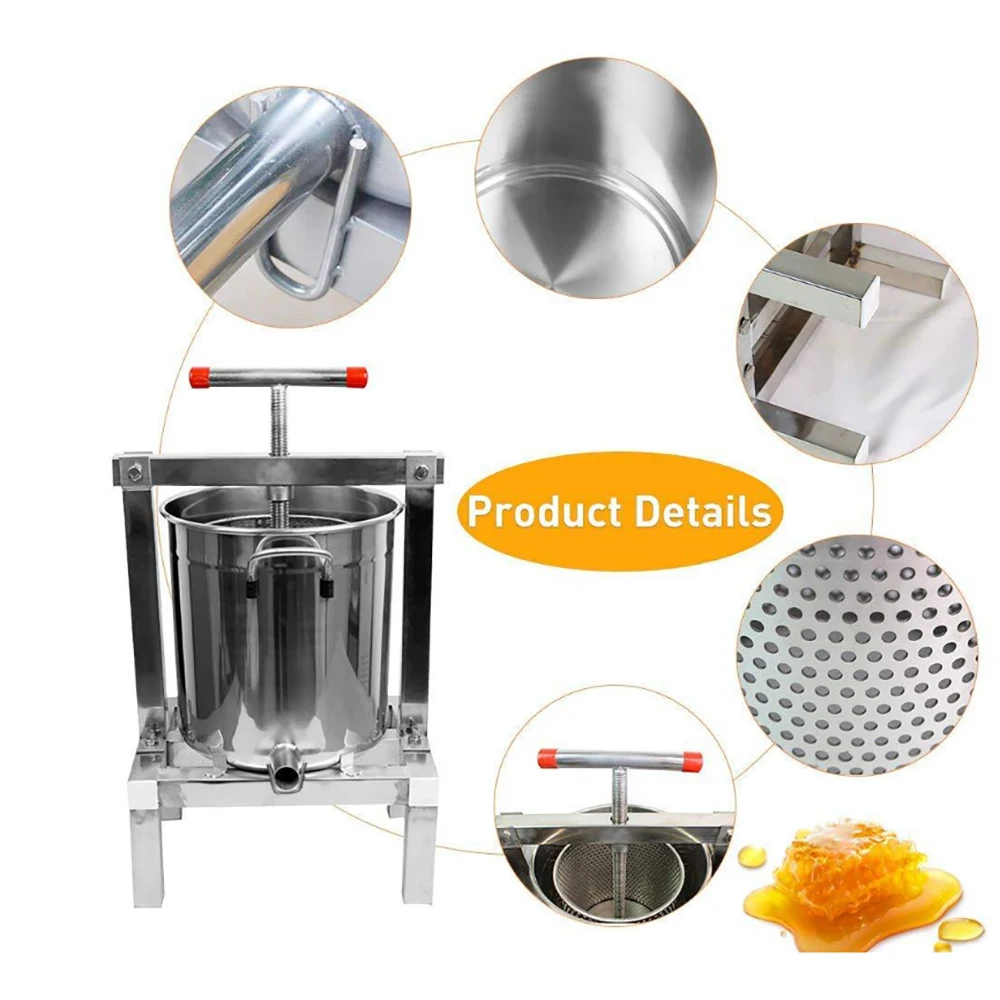 10L Manual Honey Press Machine Stainless Steel Beekeeping Equipment Tools Honey Paraffin Wax Press Machine Honey Rolling Mill