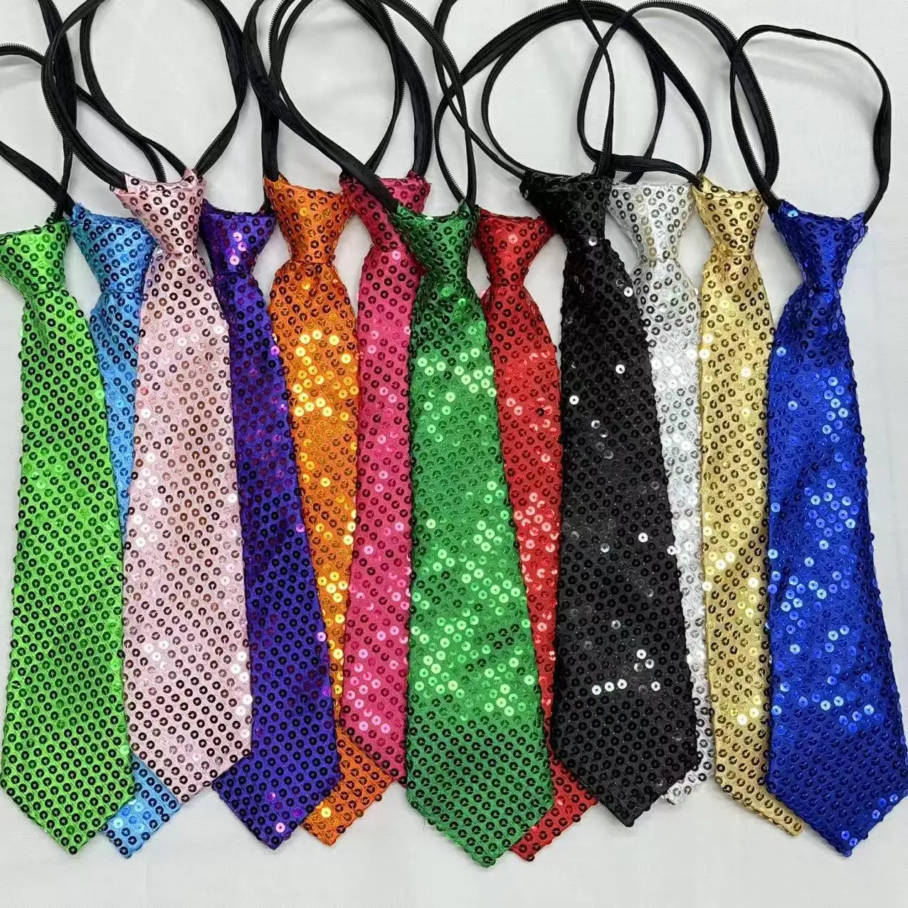 

Monochrome sequined tie Halloween universal Korean version of jazz hip-hop dance magic show children's solid color tie