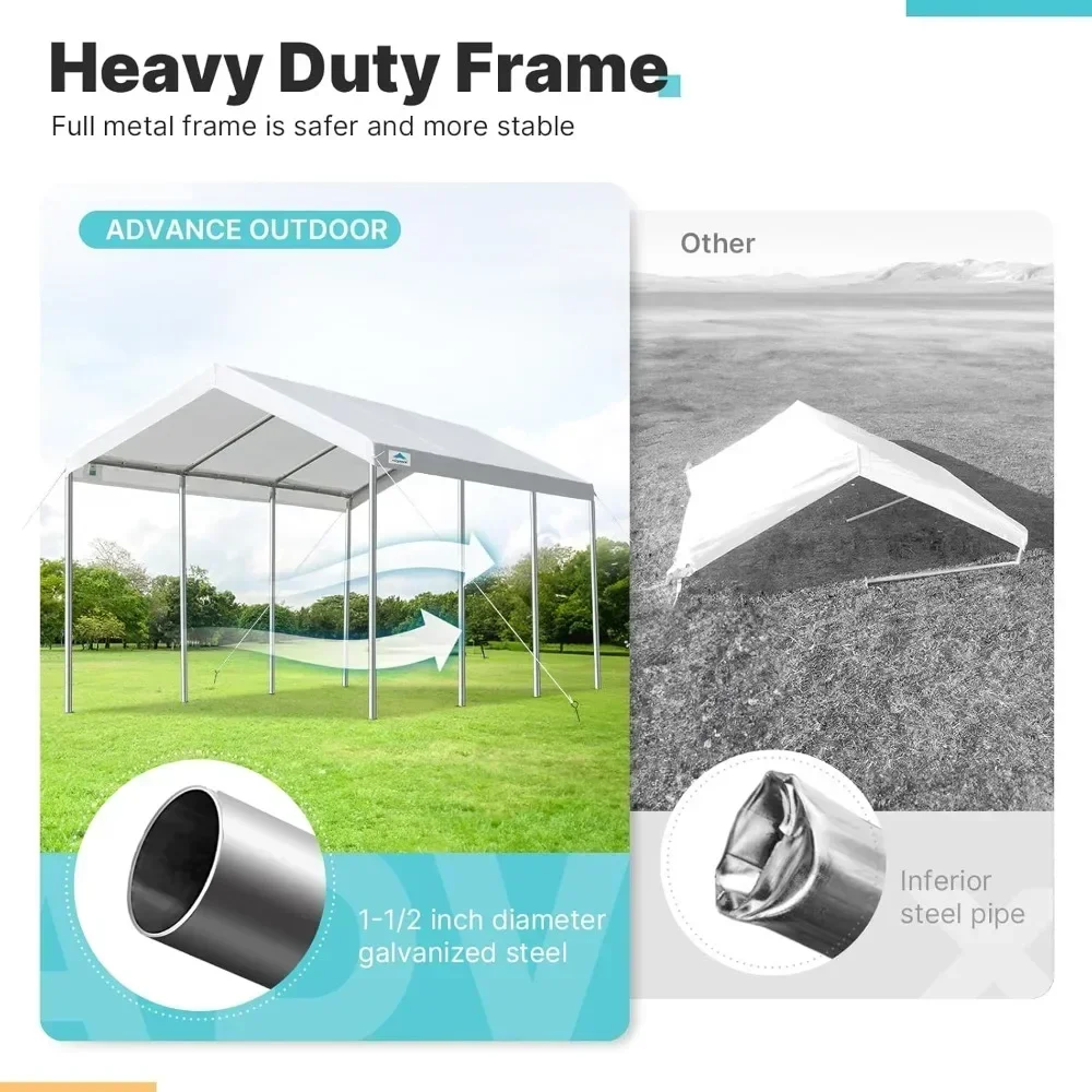 

Hot-selling10x20 ft Heavy Duty Carport Potable Car Canopy Garage Party Tent Boat Shelter, Adjustable Height from 9.5 ft to 11 ft