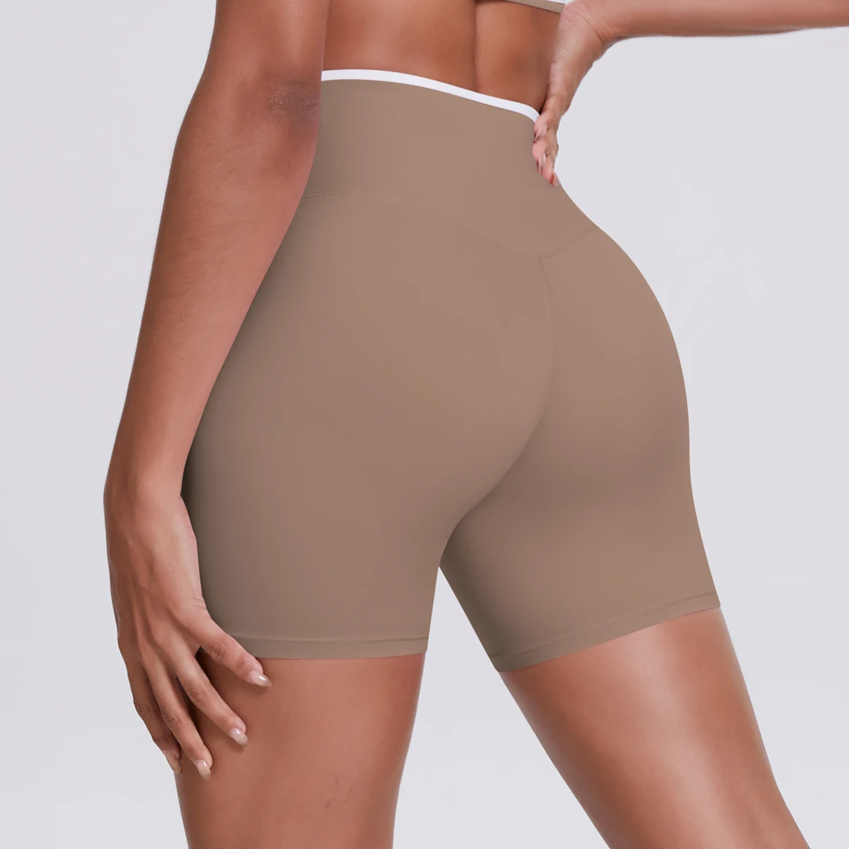 Yoga-Shorts, Damen-Fitness-Shorts, Shorts mit V-förmiger Taille, Lauf- und Fahrradshorts, atmungsaktive Sportleggings, Shorts mit hoher Taille für das Training und das Fitnessstudio. – Detail 23