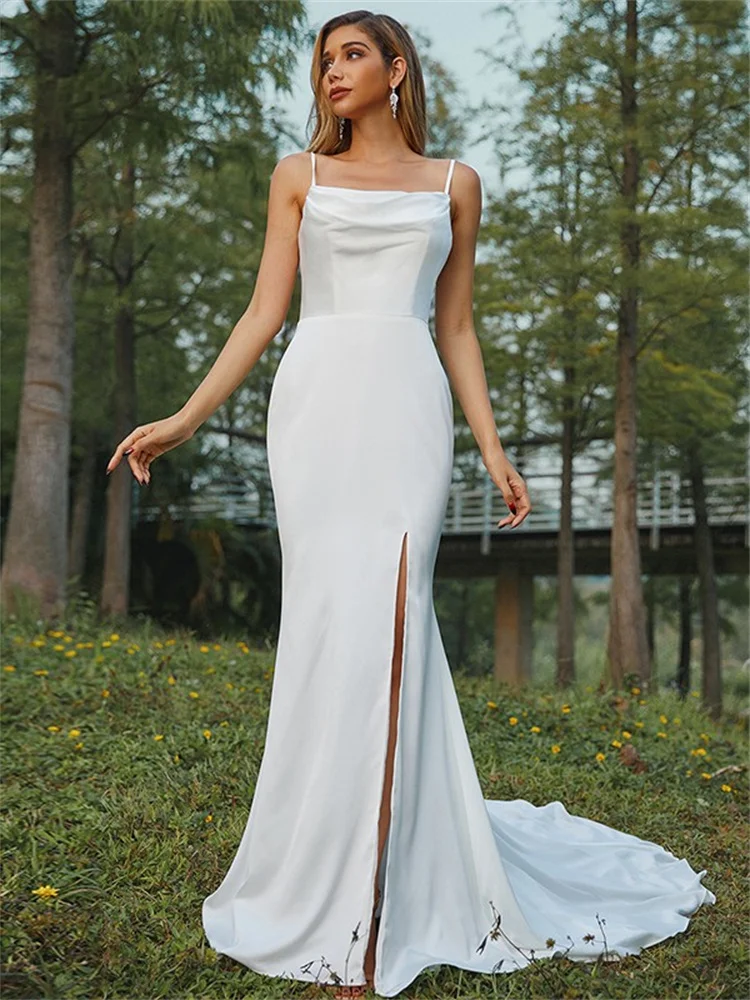 

Elegant Square Neck Sleeveless Beaded Lace Mermaid Wedding Dress Backless Palace Floor-length Bridal Gown Customized