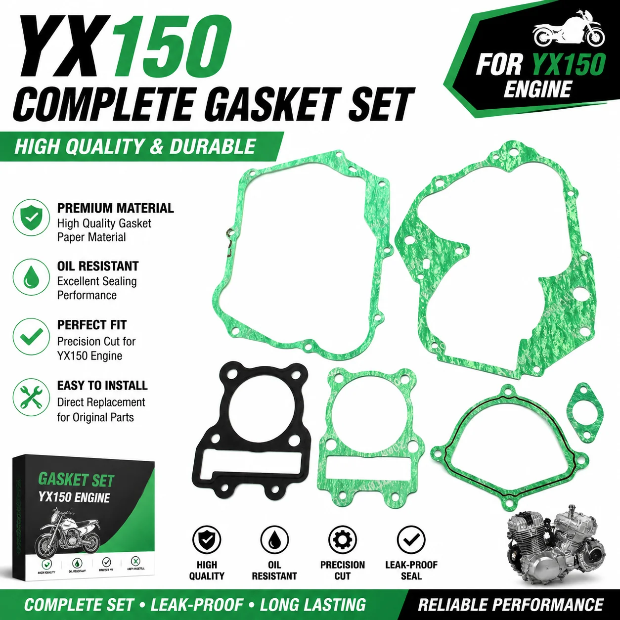 YX150 Engine Gasket Kit Set For YINXIANG YX 150cc 160cc KAYO ORION BSE SDG GPX SSR PITSTERPRO Dirt Pit Bike ATV Quad Parts