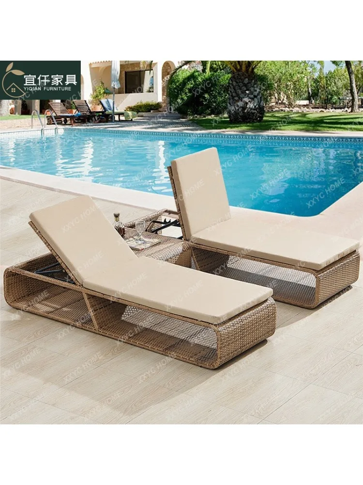 Outdoor Lounge Swimming Pool Deck Chair Seaside Leisure Beach Chair Terrace Leisure Chair Villa Balcony Outdoor Wicker Lounger