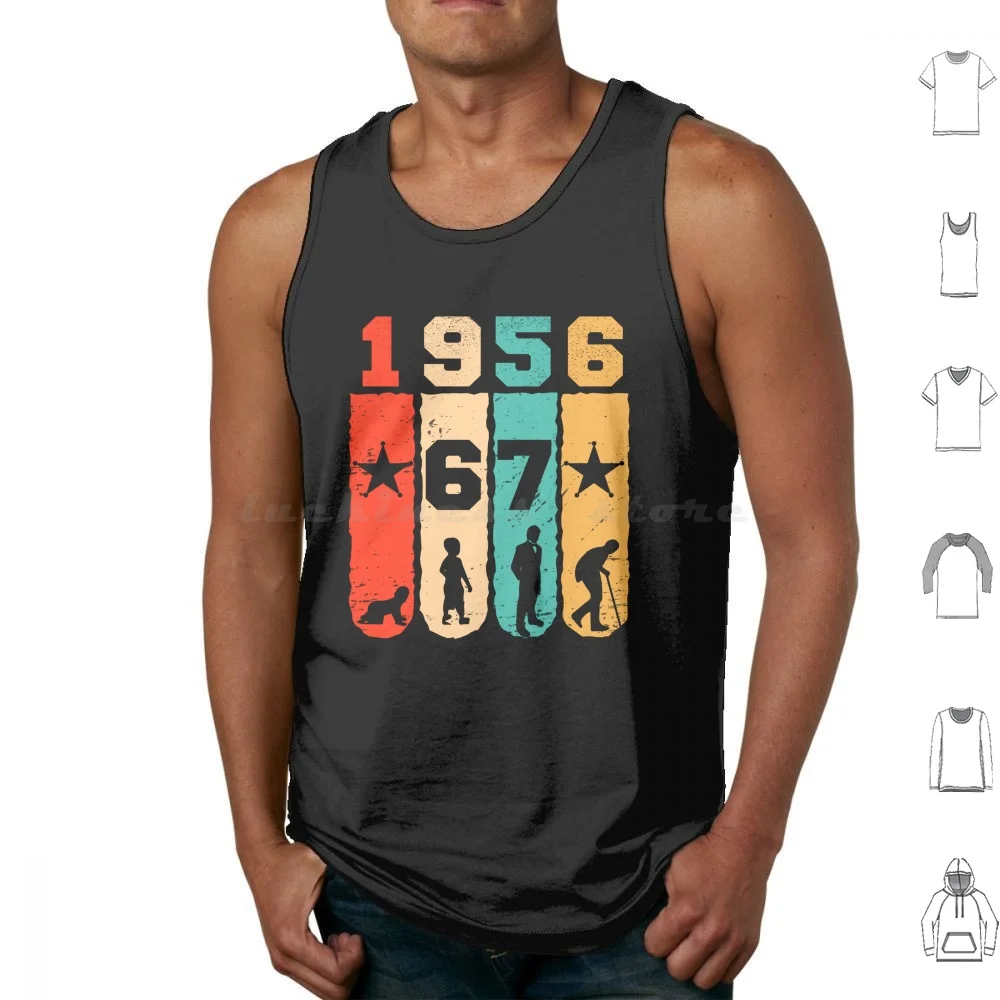 Vintage 1956 , 67th Birthday Gift Tank Tops Print Cotton Vintage Old Retro 67th Birthday 50s 1956 Aged Year Men Women