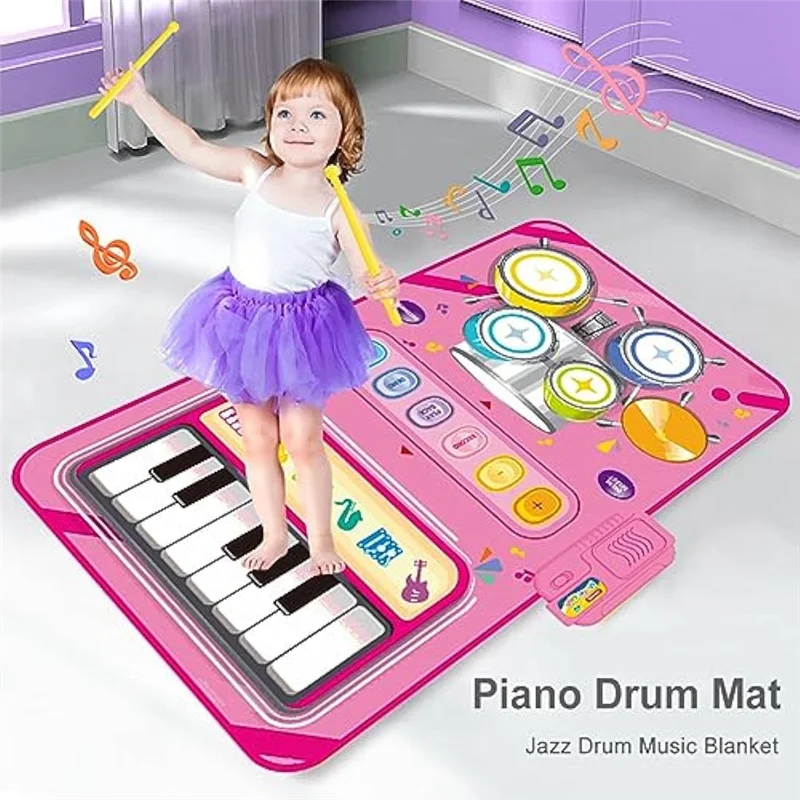 B78B-Manta musicale elettronica multifunzionale 2 in 1 per bambini per coltivare l'interesse musicale