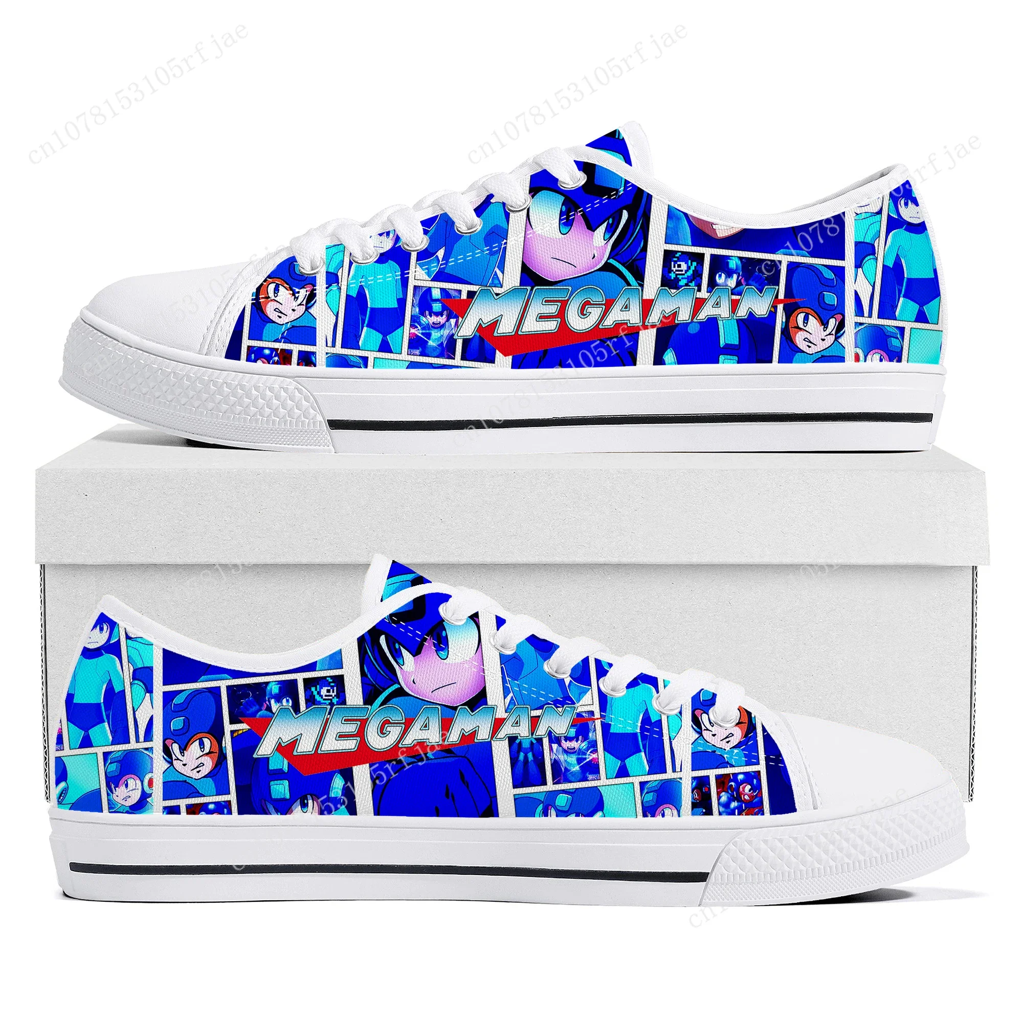 Mega Man Megaman Custom Low Top Sneakers Cartoon Game Womens Mens Teenager High Quality Canvas Sneaker Couple Custom Built Shoes