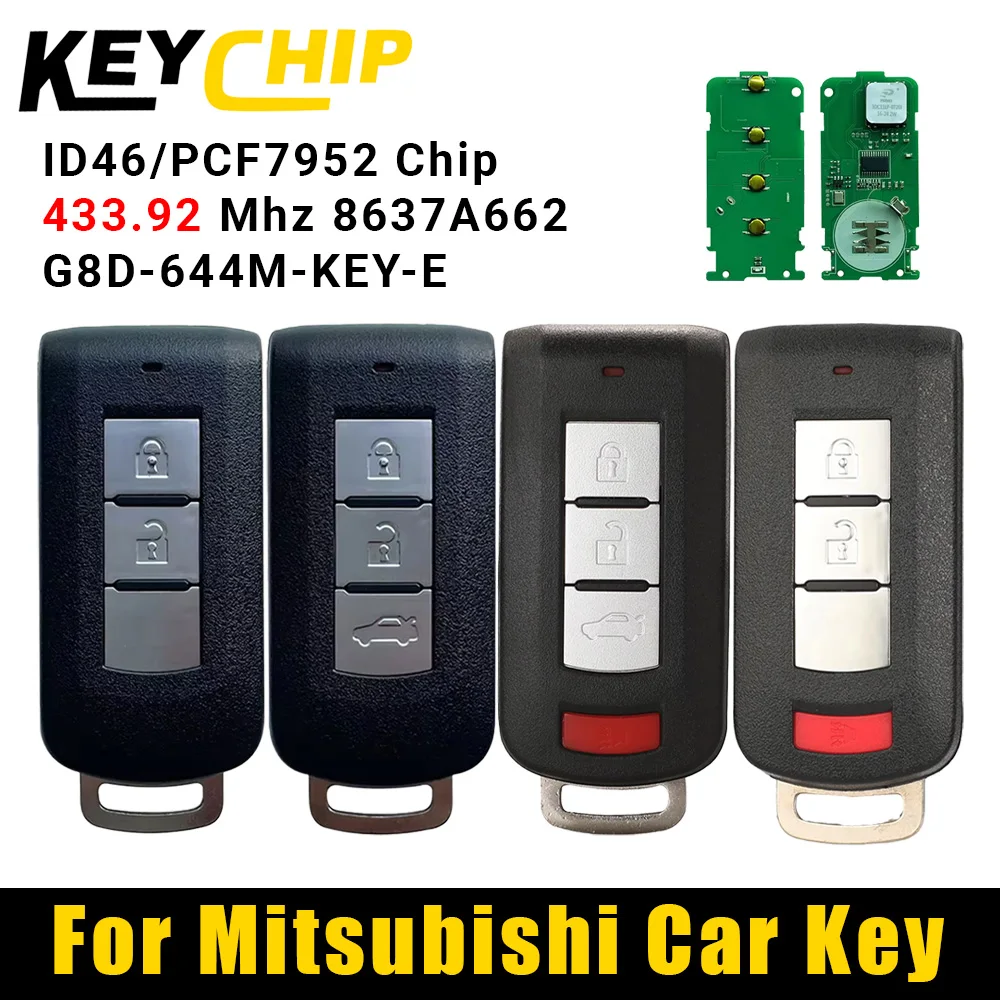Llave remota de entrada sin llave inteligente KC para Mitsubishi Lancer Outlander Galant 2008-2019 315MHz con 46 chips sin marca OUC644M-KEY-N