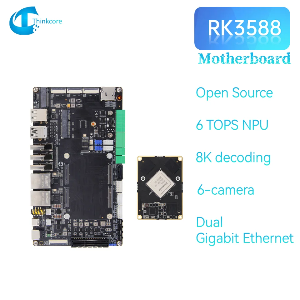 Rockchip 싱글 보드 PC BTB 마더보드, 8 코어 CPU 6 탑, NPU 8K 디스플레이 출력, 6 카메라 온보드, 안드로이드 13 우분투 리눅스, RK3588