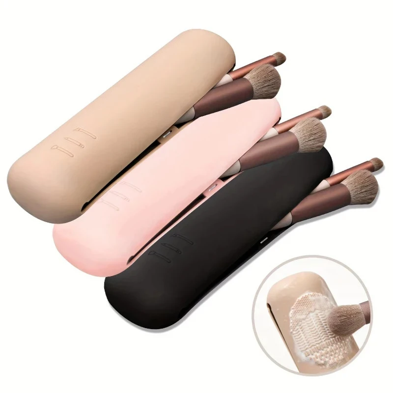 1/3/5Pcs Silicone Makeup Brush Storage Bag Waterproof Makeup Brush Travel Holder Magnetic Portable Cosmetic Bag Multipurpose