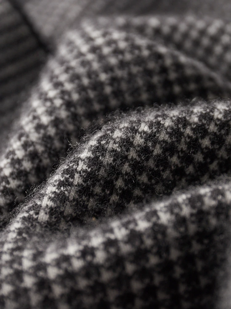 High Quality Jacquard Plaid Knitted Pants Men's Autumn Winter Elastic Waist Thick Wide Leg Pants 100% Cashmere Casual Trousers