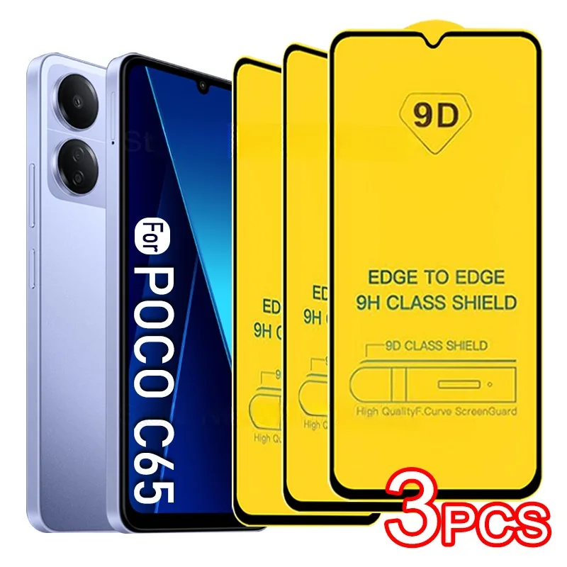 

For POCO C65 3PCS 9D Glass For POCO F6 X6 F5 Pro M5S C40 F3 F4 GT Screen Protector For POCO X5 X4 X3 NFC M4 M3 Pro Tempered Film