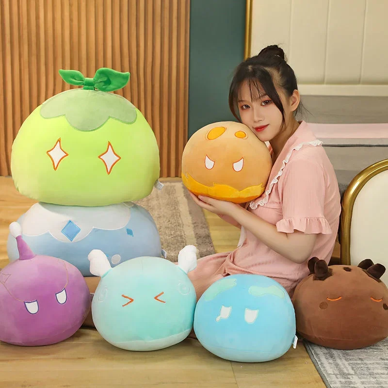 Genshin Ball Impact Slime Peluche pour Enfants, Lampe Anime, Oreiller Doux au Beurre, Peluche Kawaii, Jouets Ronds, 30 cm, 40 cm, 50cm