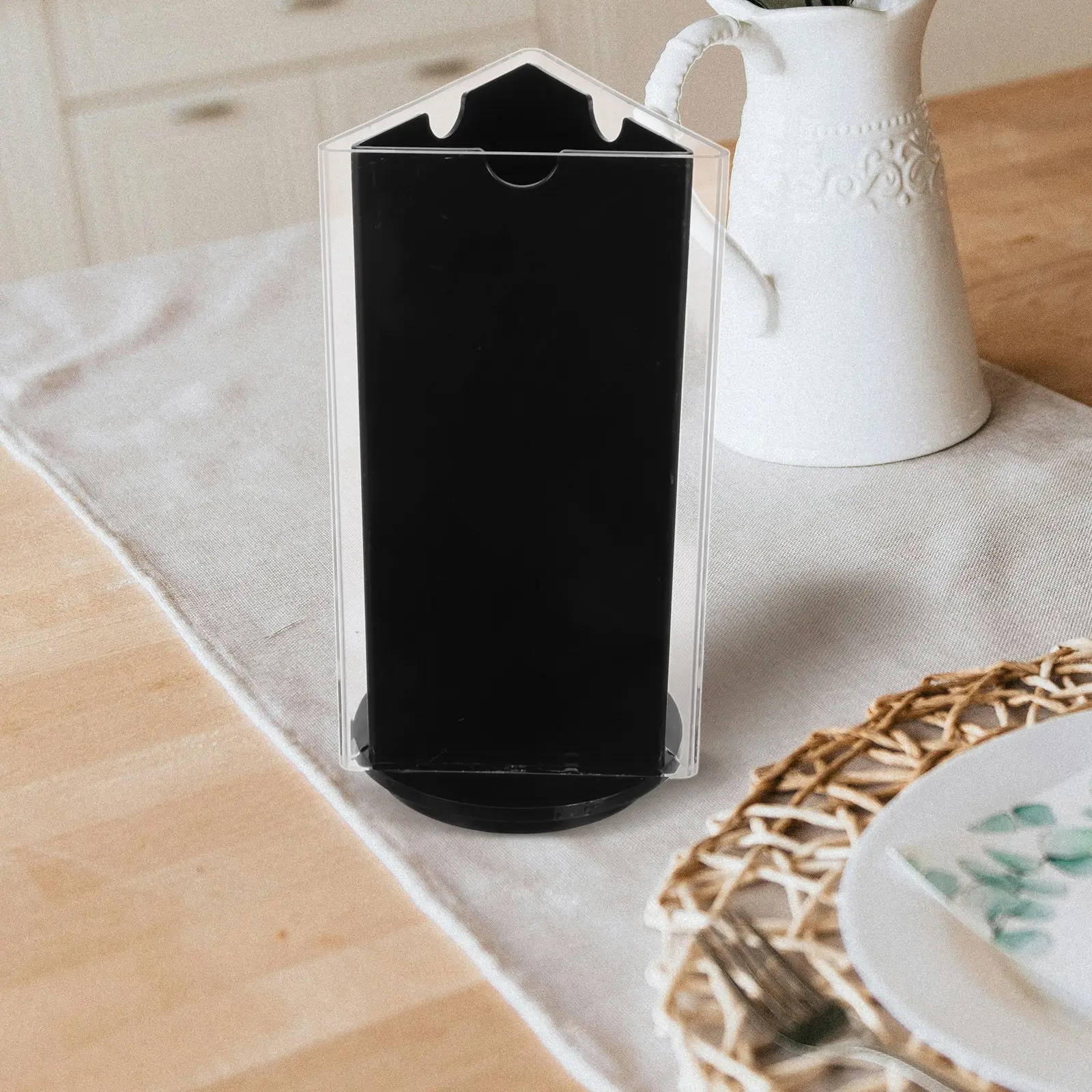 

Rotating Restaurant Menu Display Stand Triple Side Clear Plastic Tabletop Sign Holder 360 Degree Rotating for Vendor Events