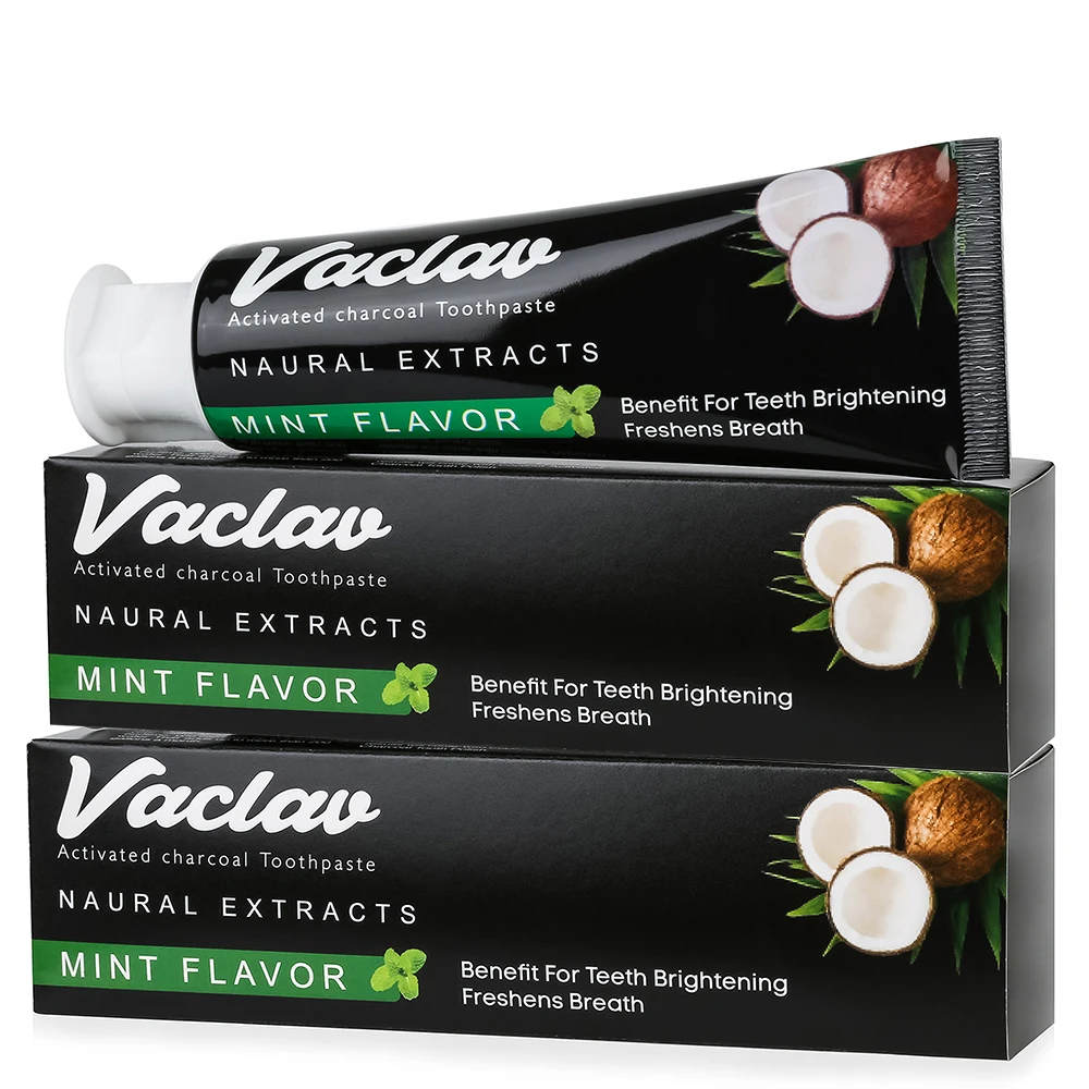 Vaclav Activated Charcoal Mint Toothpaste Natural Whitening Toothpaste Remove Plaque Tooth Stain No Artificial Color Great Gift