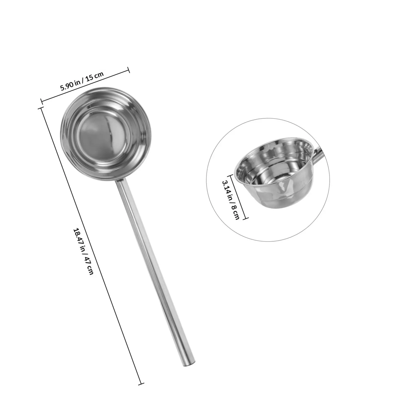 Kitchen Water Ladle Stainless Steel Large Long Handle 47Cm Soup Ladle Metal Scoop Ergonomic Grip Wear-Resistant Multipurpose