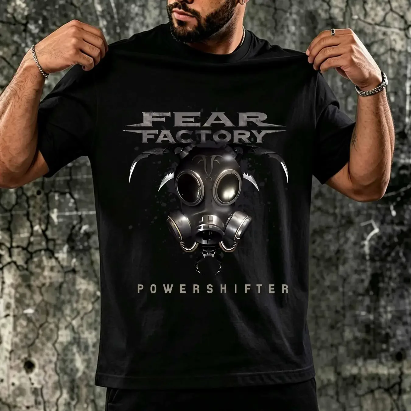 washed T Shirt Fear Factory 2010 Tour Powershifter Metal Rock Band Vintage Men long or short sleeves vintage Washed