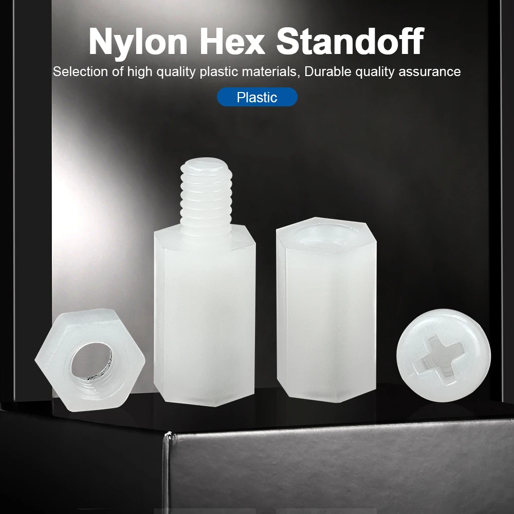 NINDEJIN Nylon Hex Standoff Male Female Plastic Standoff Spacer Assortment Kit Insulation White Nylon Motherboard PCB Standoff