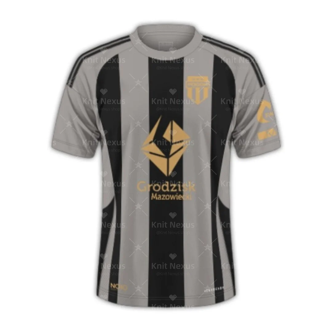 25-26 I liga polska Pogon Grodzisk Mazowiecki المنزل لكرة القدم جيرسي الخريف الرياضة الجافة بسرعة تي شيرت رجالي ملابس الأطفال المحملة #2
