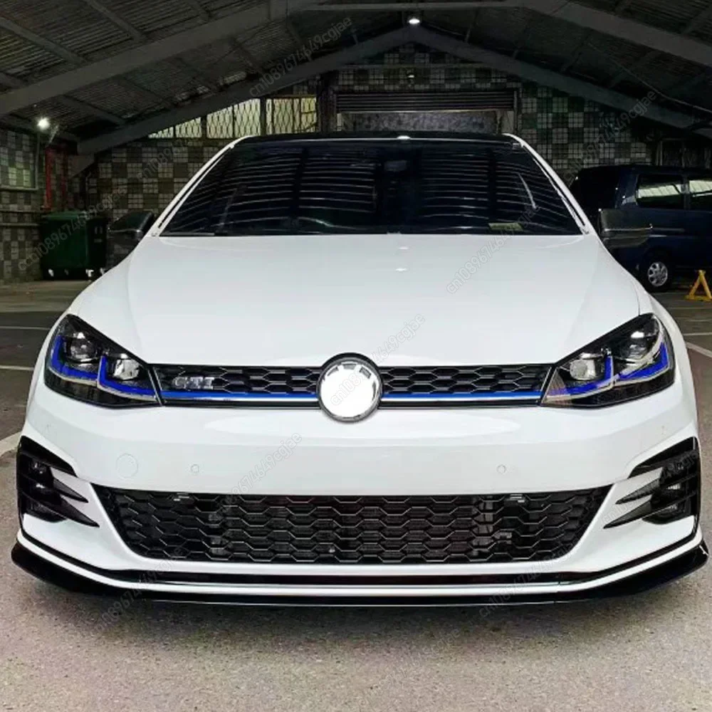 VW 골프 용 TCR 스타일 7.5 MK 7.5 GTI 2017 2018 2019 2020 광택 블랙 카 앞 범퍼 스플리터 립 커버 가드 바디 키트 튜닝 썸네일 3