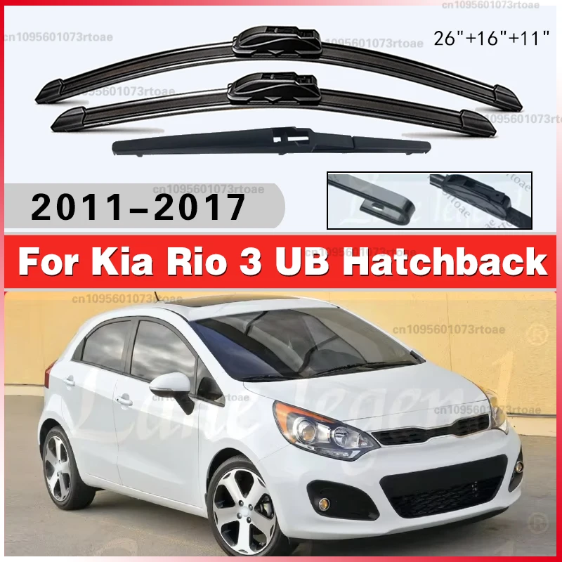 3x Scheibenwischerblätter vorne und hinten für Kia Rio 3 UB Pride 2011 - 2017 2015 2014 2013 Zubehör Windschutzscheibenbürsten
