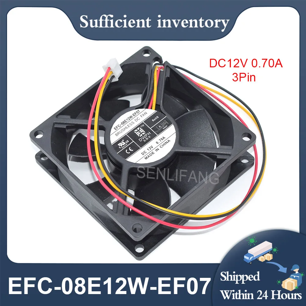 DC12V 0.70A EFC-08E12W-EF07 Server Cooling Fan 3Pin NEW