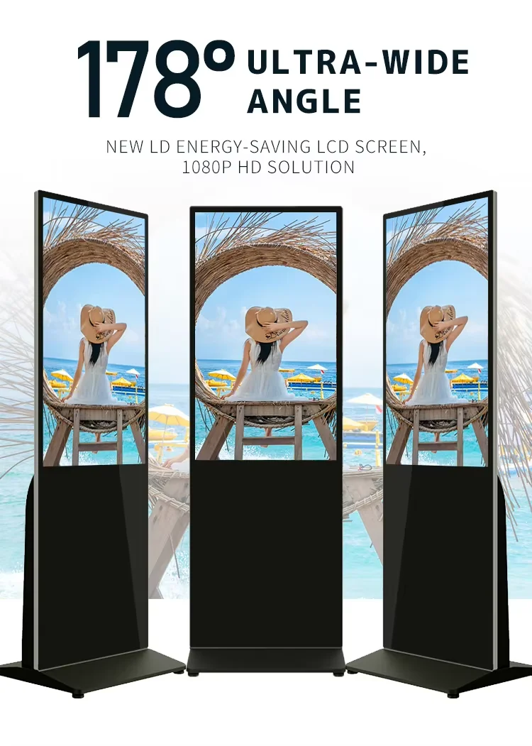 Multiple Sizes Hanging Wall-Mounted Advertising Machine Display LCD Smart TV HD Screen Network Android Digital Signage