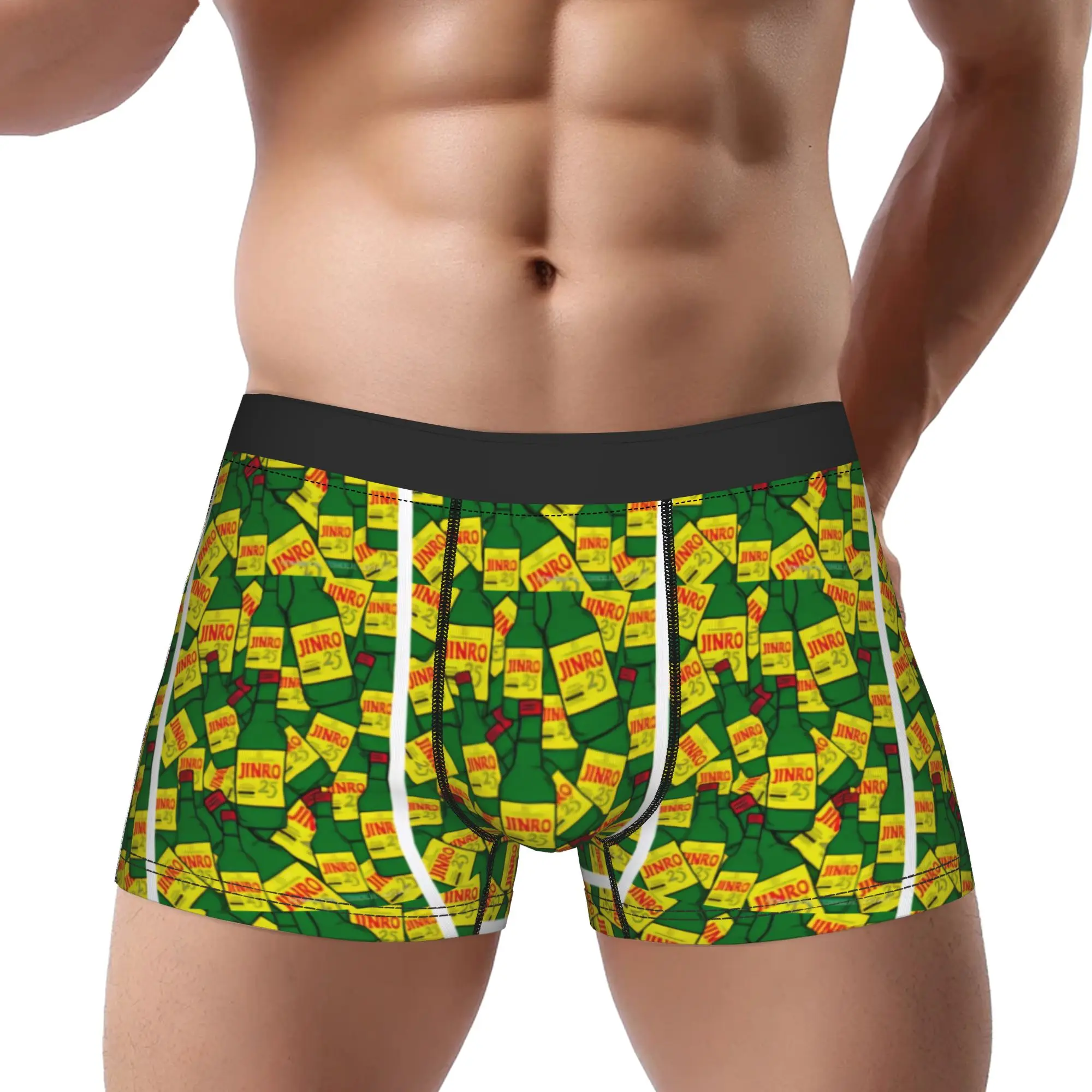 jJinro Soju Bottle Pattern  jJinro Underpants Breathbale Panties Male Underwear Ventilate Shorts Boxer Briefs