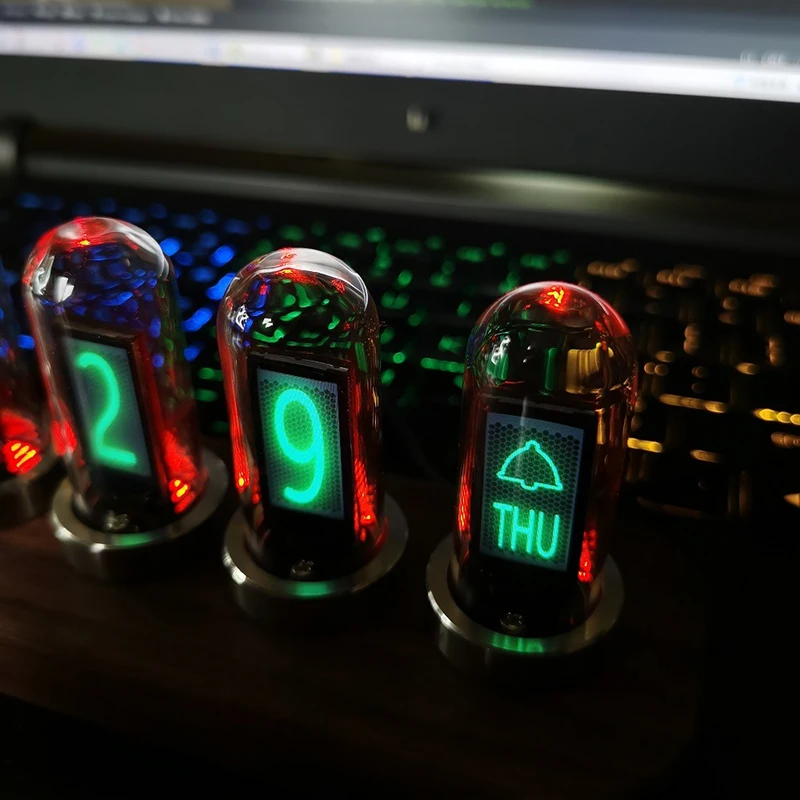 Imagem -06 - Ips Led Nixie Tube Digital Ver Madeira Rgb Table Clock Despertadores Eletrônicos de Luxo Medidor de Nível de Ritmo Decoração de Casa