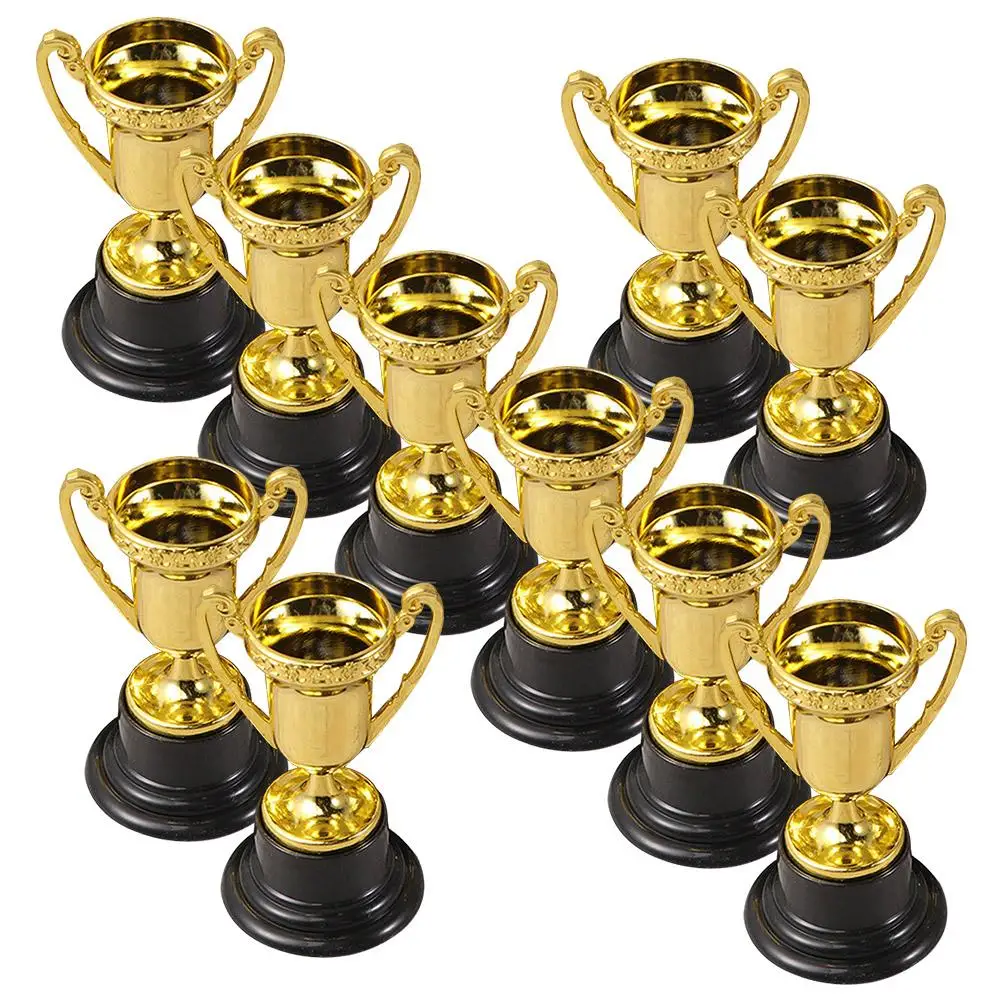 

20Pcs Mini Plastic Gold Reward Trophy Cup Soccer Golden Cup Winners Medals Trophy Children Prize Awards Reward Prop