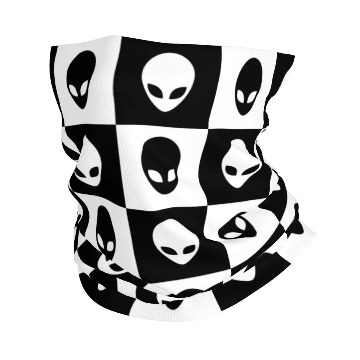 Custom Black And White Aliens Bandana Neck Warmer Men Women Winter Hiking Ski Scarf Gaiter Face Cover