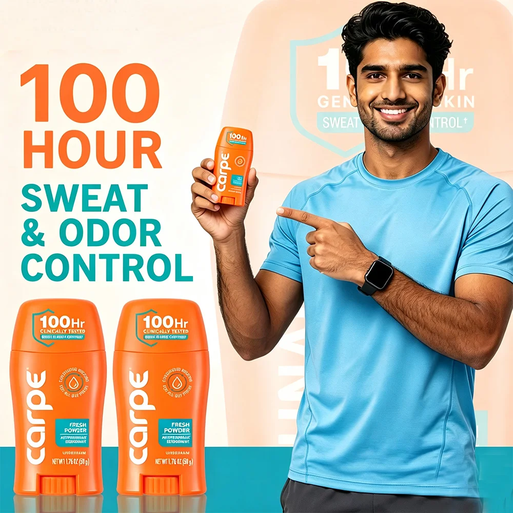Carpe Antiperspirant Deodorant Clinically Tested 100-Hour Sweat & Odor Control  Quick-Drying, Non-Greasy Deodorant for UNISEX