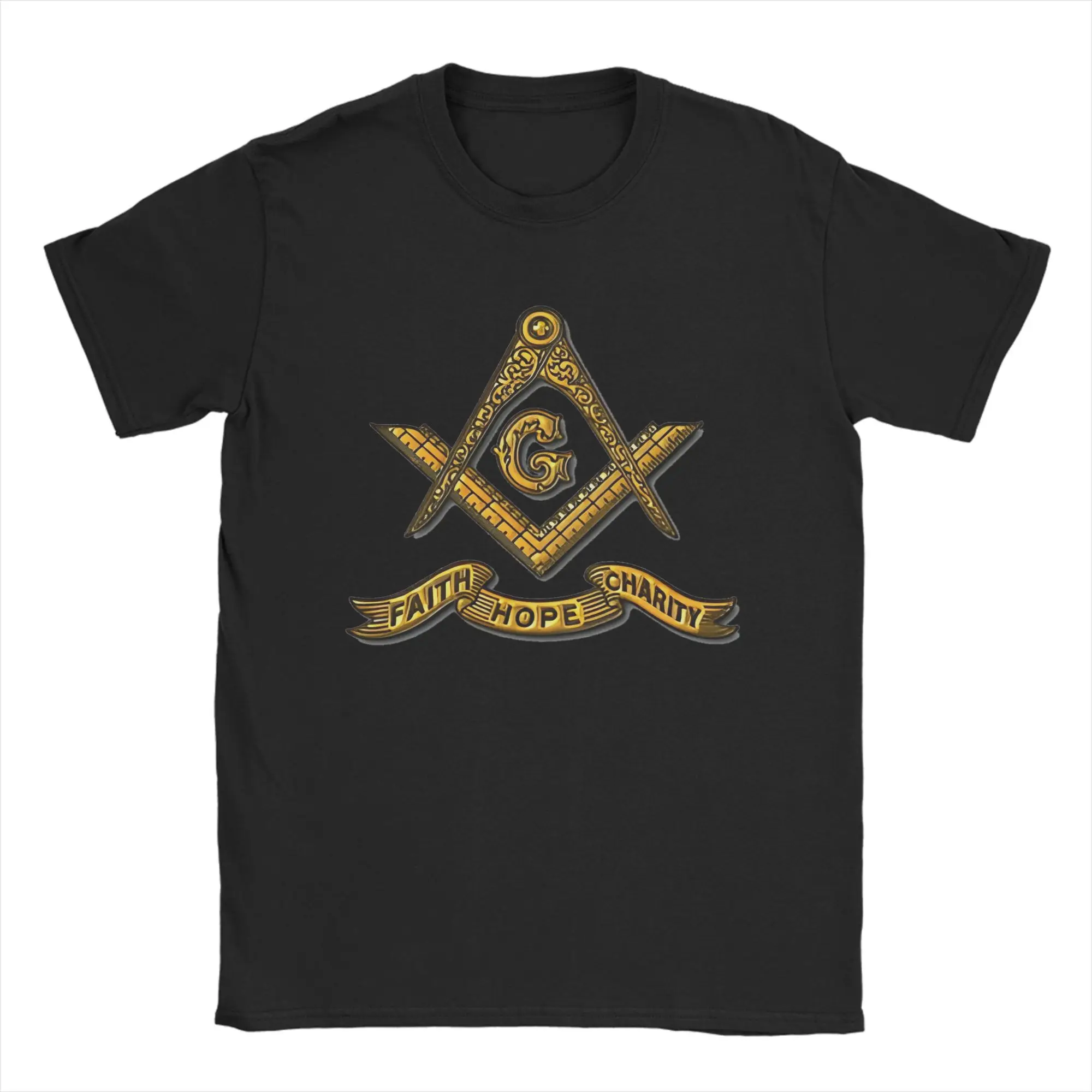 T-shirt pour hommes et femmes, franc-maçonnerie, foi, espoir, charité, astrologie, carré, boussole, en pur coton, t-shirts amusants à col rond, t-shirts d'été