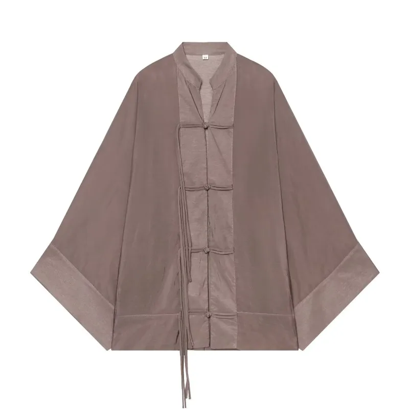 2026 Spring Summer Women's Cutout Puff Sleeve Stand Collar Button-Up Slim Fit Peplum Blouse Elegant Fashion Top