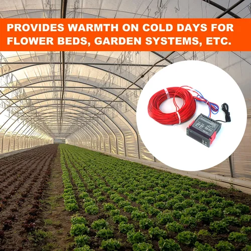 Imagen 2 del producto Cable calefactor para cama de vivero de invernadero, 110V-220V, controlador de temperatura, Cable calefactor para suelo/suelo, planta de jardín, mantiene el calor en invierno