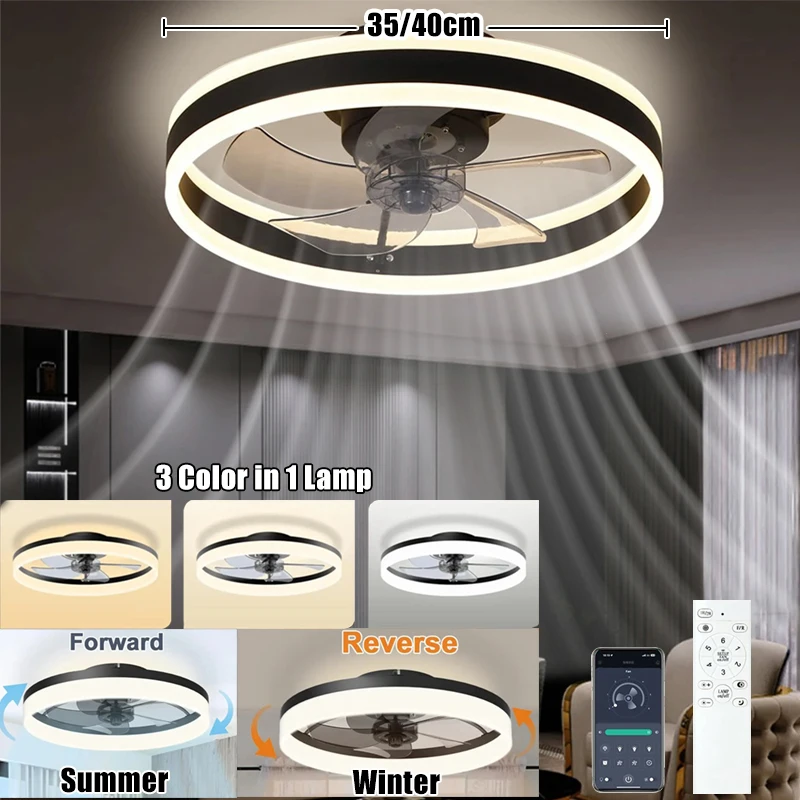 

Ceiling Fans With Lamp 55/60W Electric Lamp 85-265V Smart Silent Fans 6 Wind Speed APP Remote Control Fans for Bedroom Home