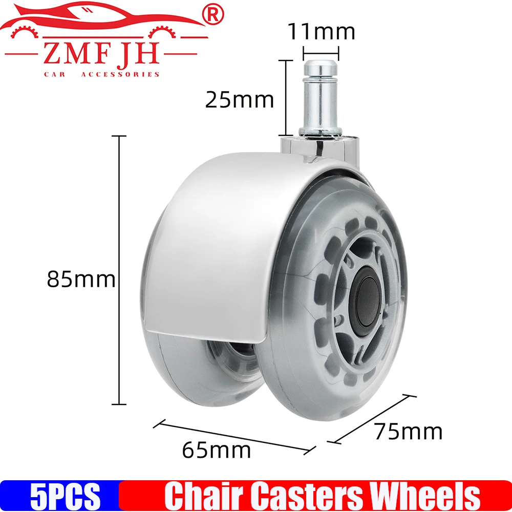 ZMFJH 3INCH 5PCS Desk Office Chair Wheels Universal Replacement Heavy Duty Caster Wheels Quick & Quiet Rolling Chair Casters