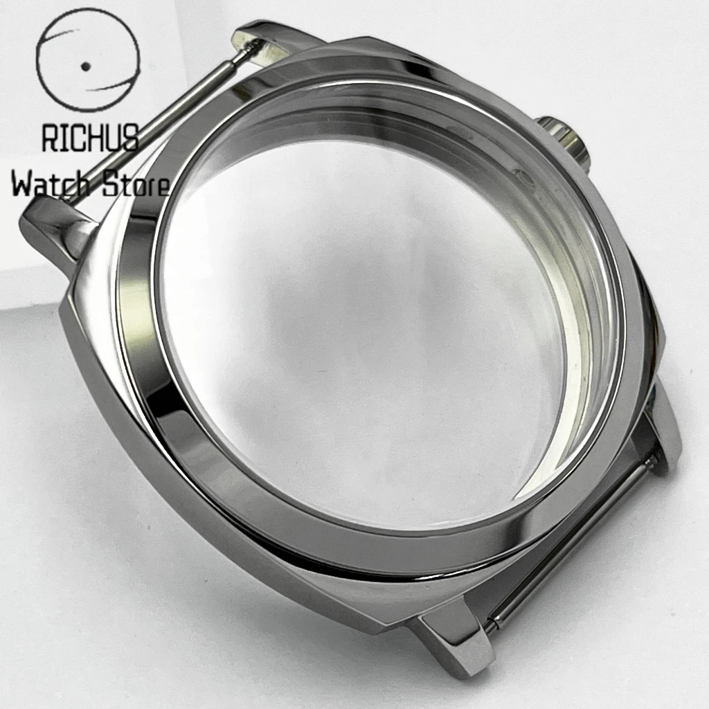 ETA6497 42mm Stainless Steel Silver Watch Case Sapphire Glass Fit ST36 ETA6497 6498 Manual Mechanical Movement Watch Accessories