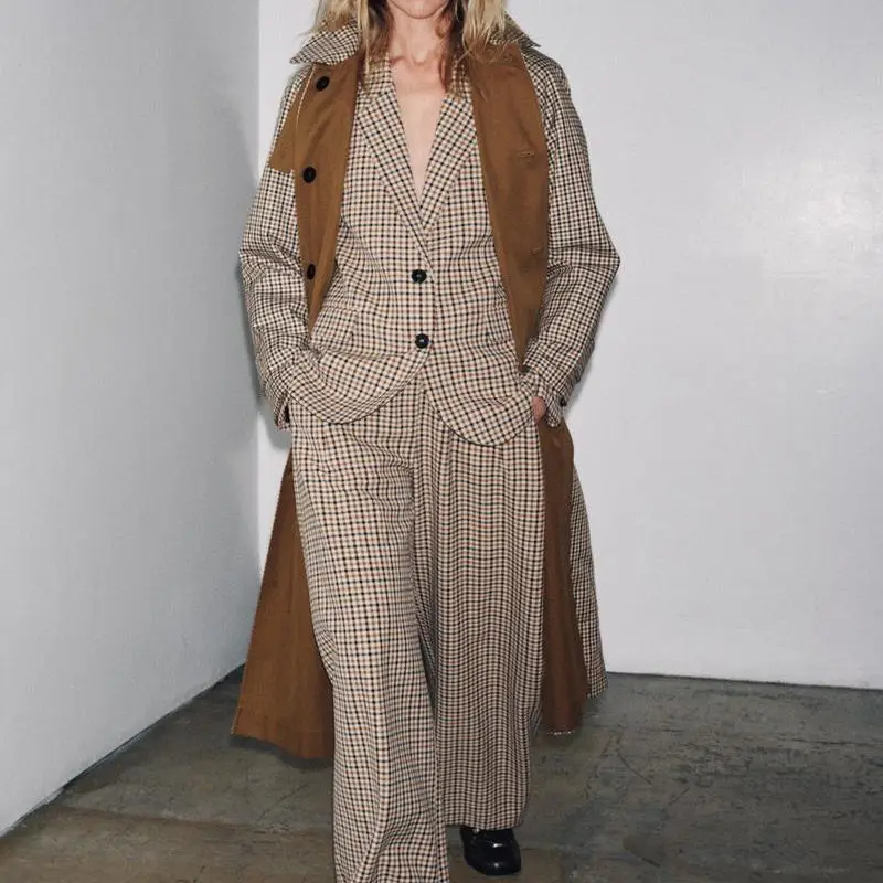 

Double-Sided Wear Long Sve Straight Cut Simple Sle Women's Coat Autumn New Arrival TR Commute Sle Regular Thin