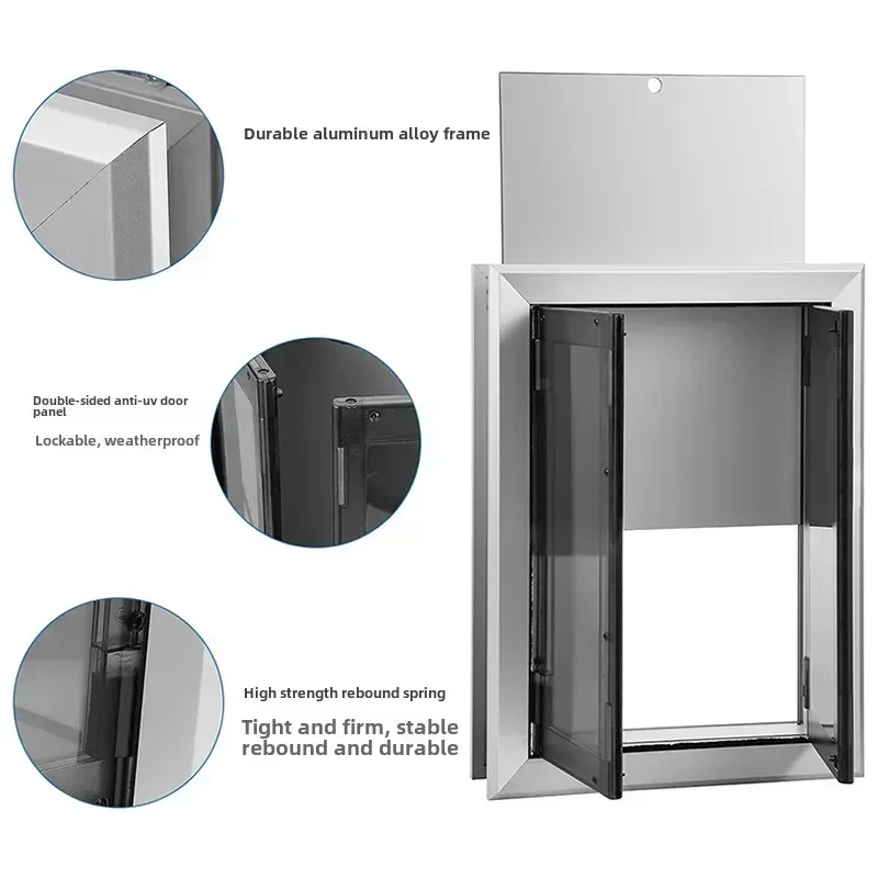 Heavy Duty Aluminum Alloy Pet Door Double Opening Two-Way Entry Exit for Large Dogs