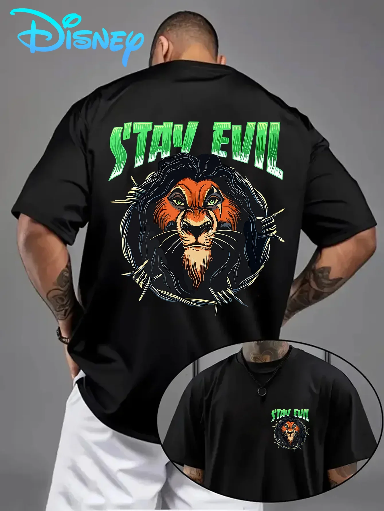 

Disney Lion King Simba Villain Scar T Shirt Men's Women Cotton Tee Streetwear Casual Trendy Oversized Loose Spring Summer O-Neck